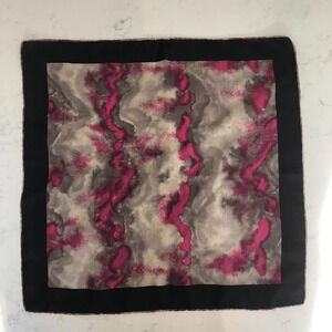 Vintage Abstract Print Scarf Rolled Edges Magenta Pink Gray Black Sz OS